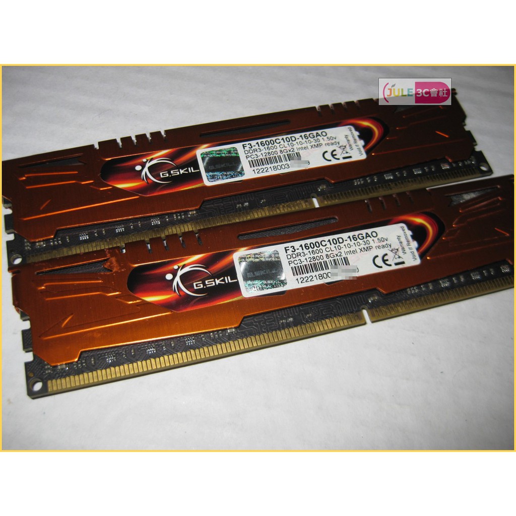 JULE 3C會社-G.SKILL F3-1600C10D DDR3 1600 16GB 8G X2 雙通雙面 記憶體