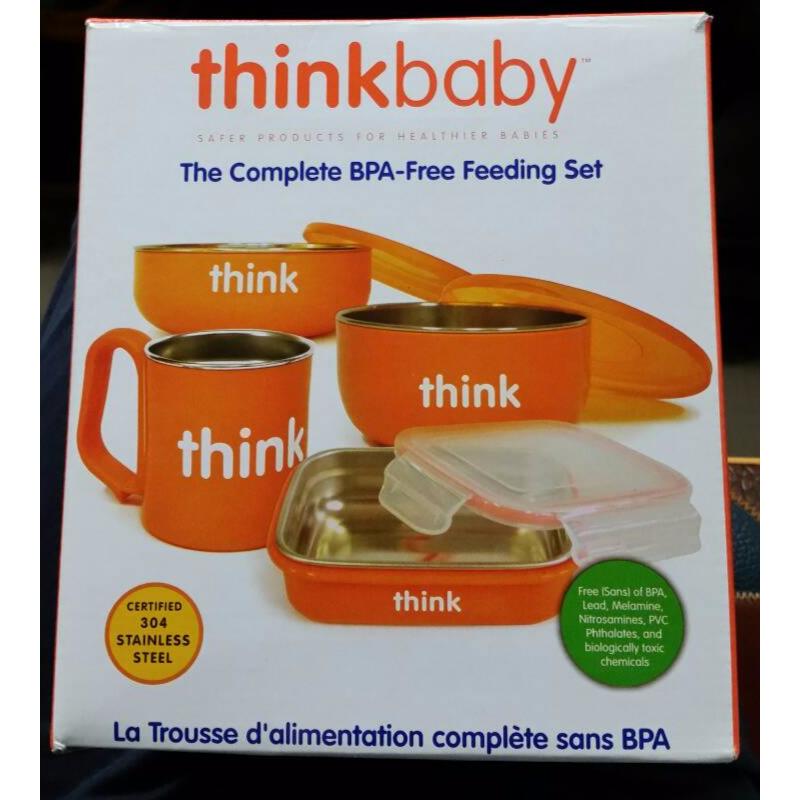 ThinkBaby 無毒不鏽鋼兒童餐具組 不銹鋼兒童餐碗 學習碗 橘色