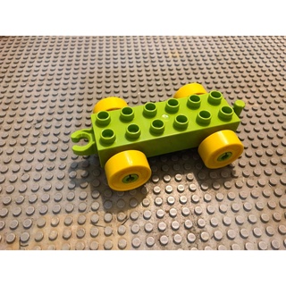 【點點小豆】LEGO 樂高積木 DUPLO 得寶 淺綠色 2x6 車子 (黃輪胎) 汽車 底盤 一個 如圖！