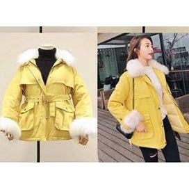 【現貨】韓版 黃色鋪棉加厚外套大衣(含運)