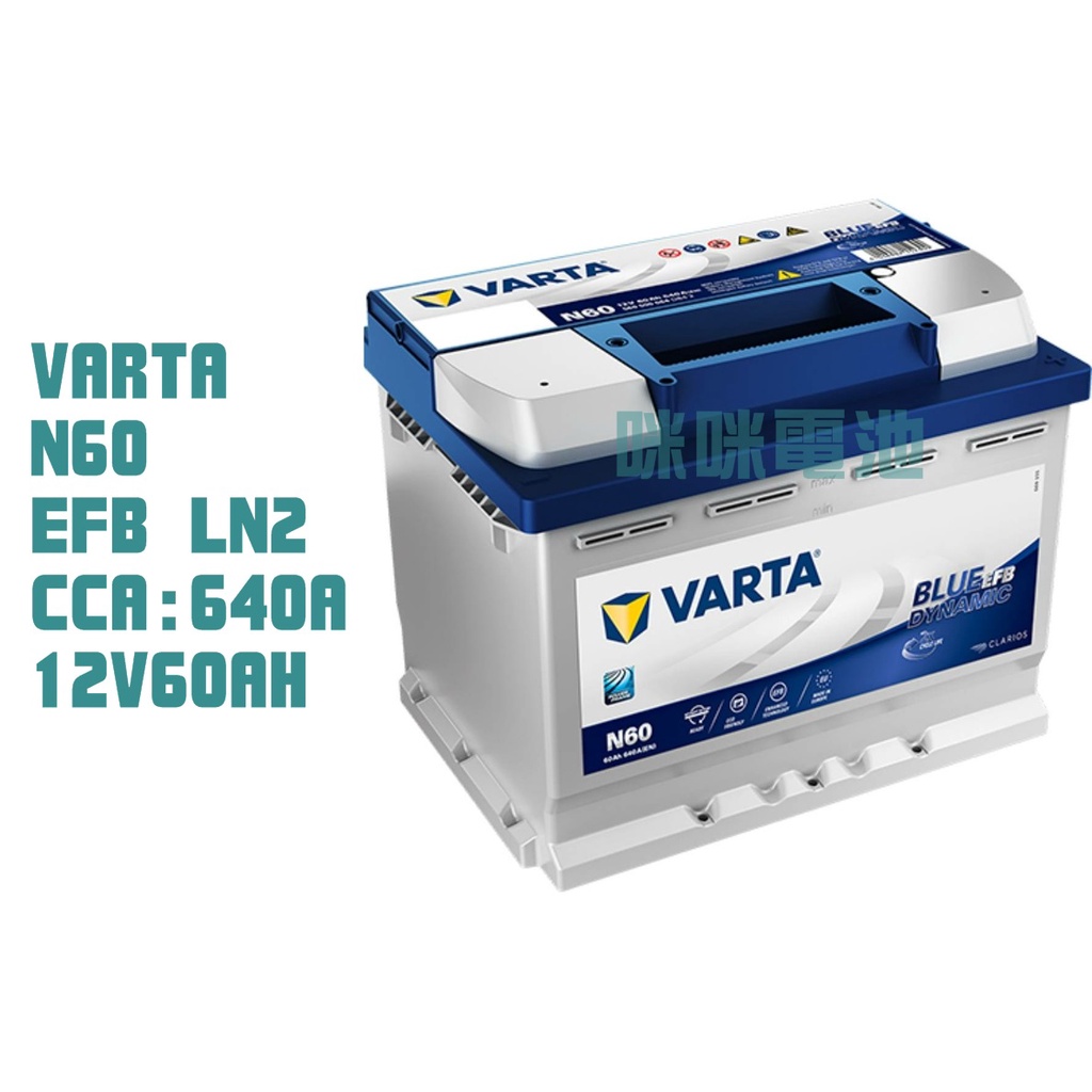 *咪咪電池* 德製 VARTA N60 全新 EFB LN2 歐規電瓶 汽車電瓶