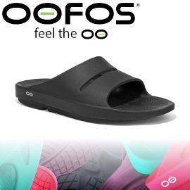 OOFOS 美國 男款 舒壓健康拖鞋 黑色/透氣涼鞋/氣墊鞋/舒壓拖鞋/M1100/悠遊山水
