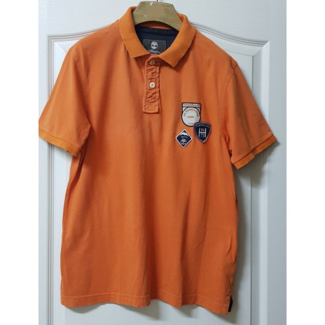 Timberland男款 橘色短袖POLO衫