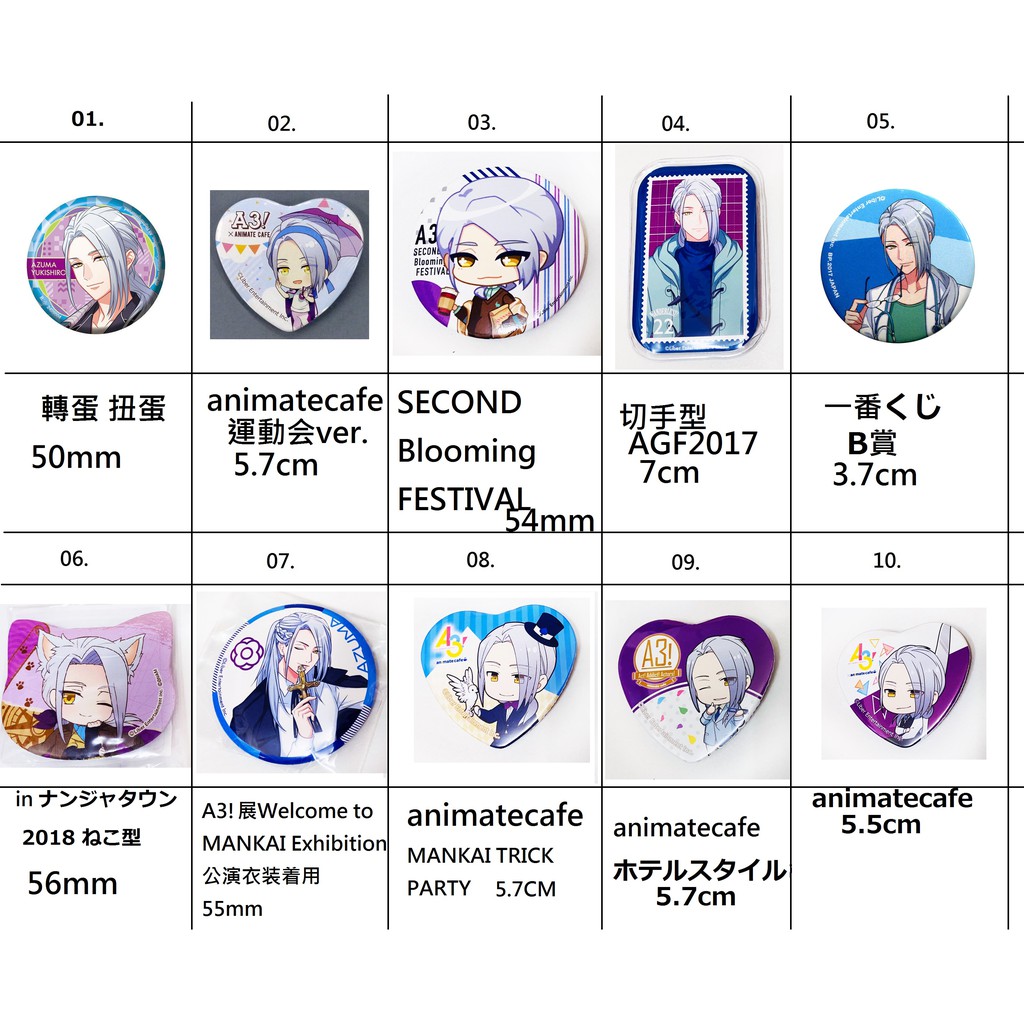 出清小館 日版現貨a3 雪白東胸章徽章01 10 轉蛋扭蛋一番賞南夢宮貓耳a3 展郵票型 蝦皮購物