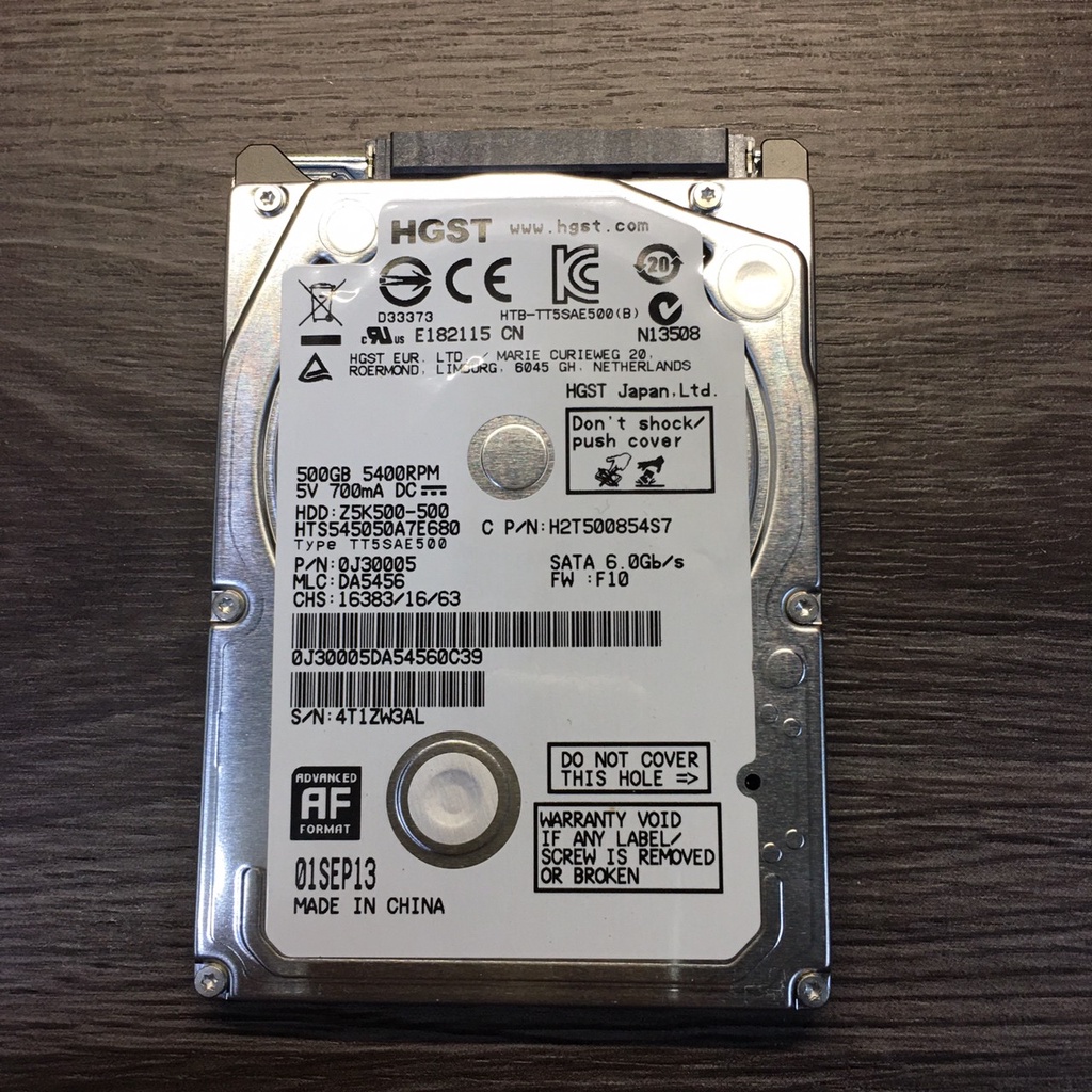 HGST 日立 500G HTS545050A7E680 5400轉 2.5吋硬碟 二手良品 門市保固30天(H156)