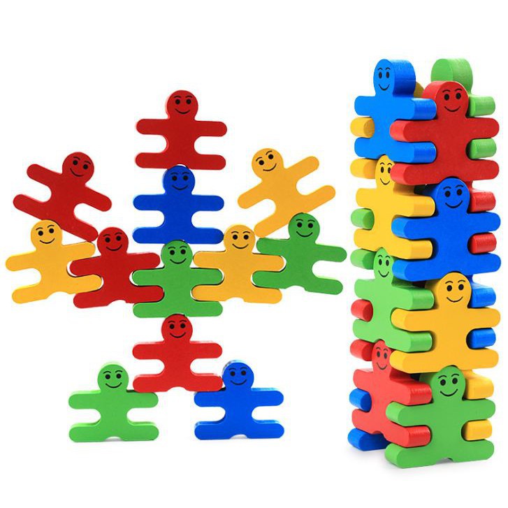 ZQY 木質卡通平衡小人 兒童益智桌遊 積木玩具 / 幼兒園早教  親子互動遊戲 木質玩具 專注力 腦力開發