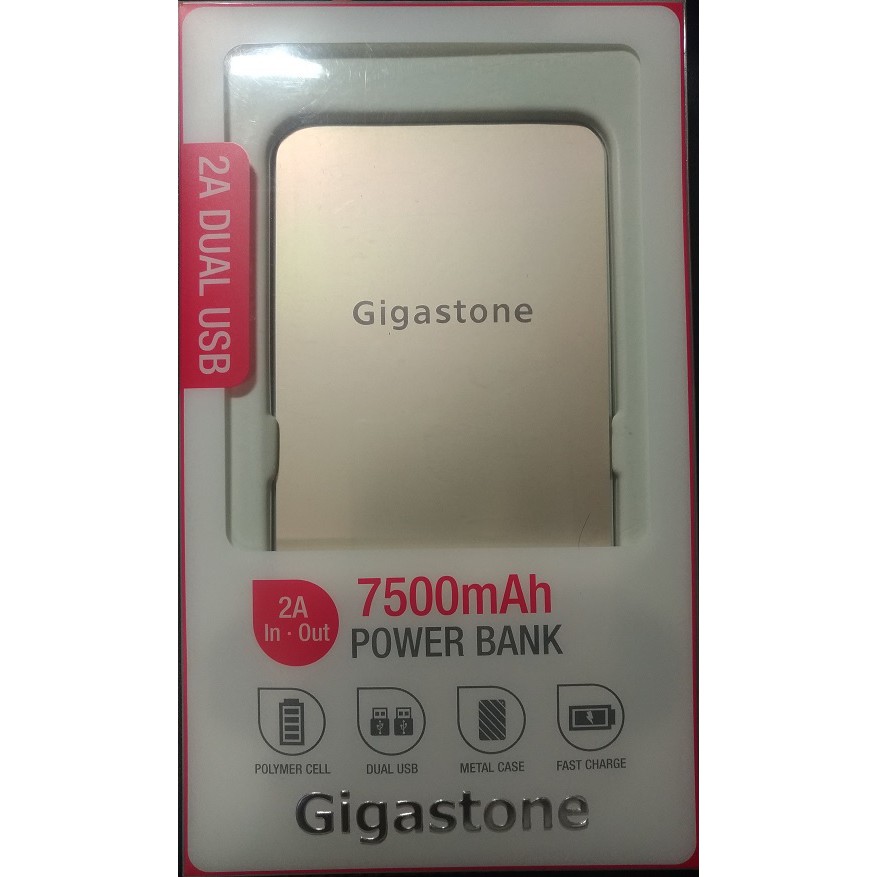 @【ATek購物網】Gigastone P5K-75I 極致超薄行動電源7500mAh  (金色)