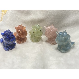 天然水晶夢幻獨角獸、彩紅小馬 獨角獸 保證天然水晶 原創製作 獨家設計 塞滿碎石 能量滿滿 擺件 禮物