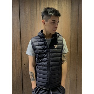 美國百分百【全新真品】 Guess 羽絨背心 背心 外套 logo 保暖 秋冬 新款 鋪棉 男 黑色 AO82
