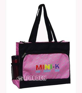 《葳爾登 》MINI-K兒童手提袋便當袋/補習袋/文具袋可放A4/購物袋/MINI-K餐袋才藝袋2255粉紅色