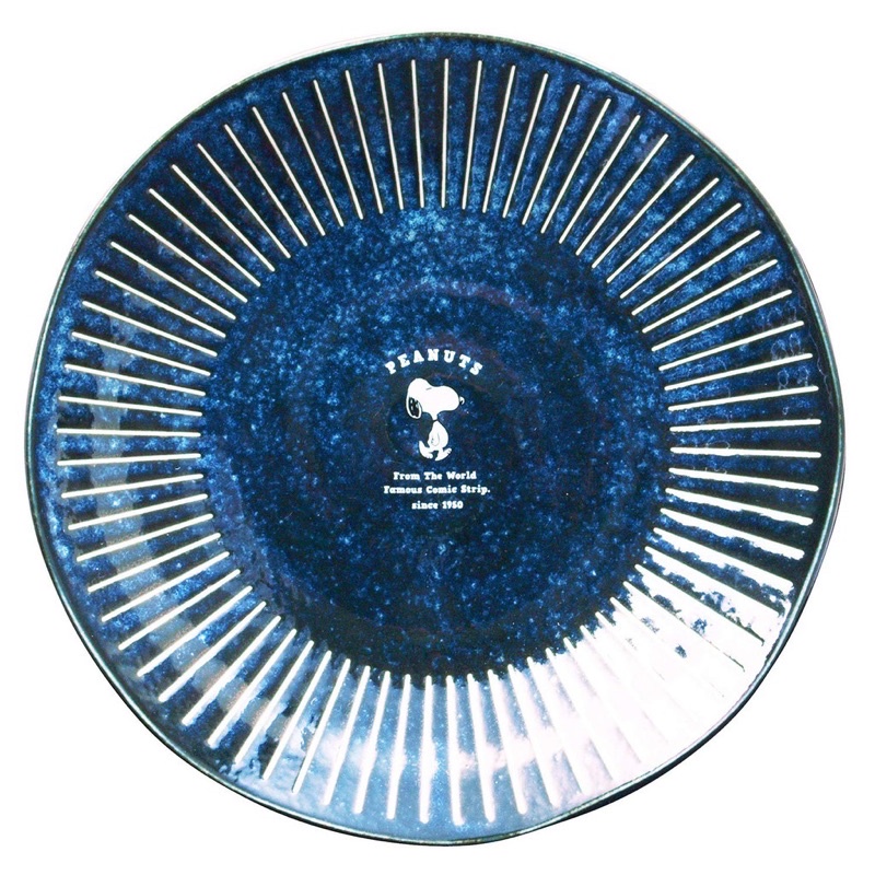 3比8館 正版～三麗鷗 史努比 SNOOPY 靛藍色 陶瓷盤 圓盤（日本製 ）