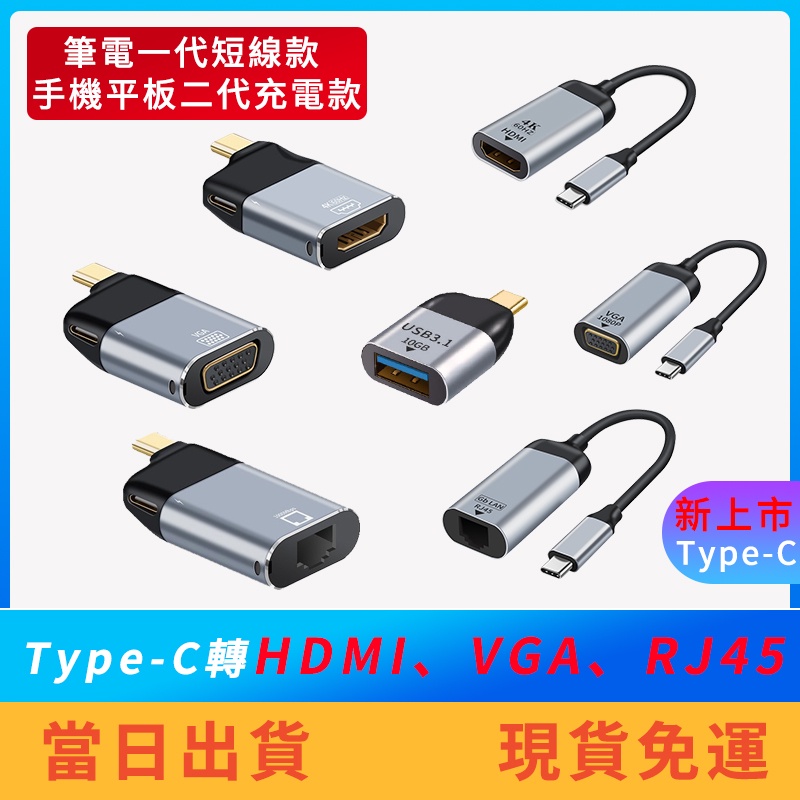 【支援iPhone15】Type-C轉接頭 Type-C轉HDMI Type-C轉RJ45 VGA USB OTG轉接頭