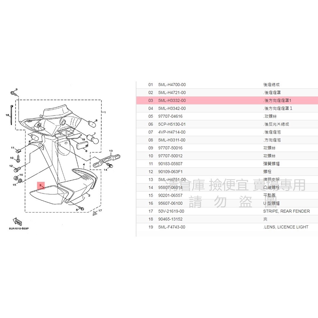 撿便宜料號 5ML-H3332-01 YAMAHA 山葉原廠 後方向燈燈罩1(橘色) 一代 勁戰 125 後方向燈殼