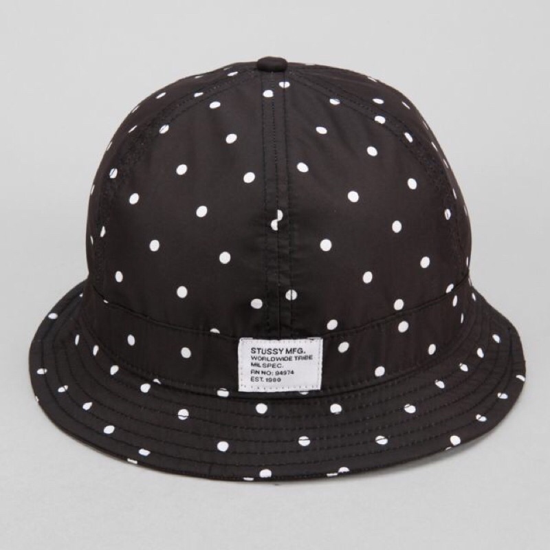 美國品牌 | stussy | 正版 絕版 polka 波點 點點 黑色 漁夫帽 遮陽 bucket hat 帽子 潮牌