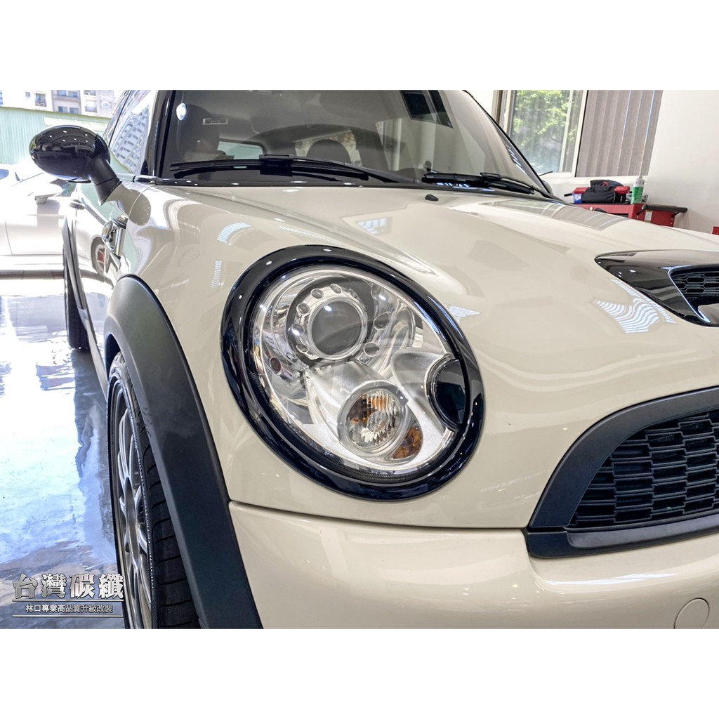 TWL台灣碳纖For MINI COOPER S R58 07~13 亮黑大燈框貼片組 4PCS 非原廠品改裝