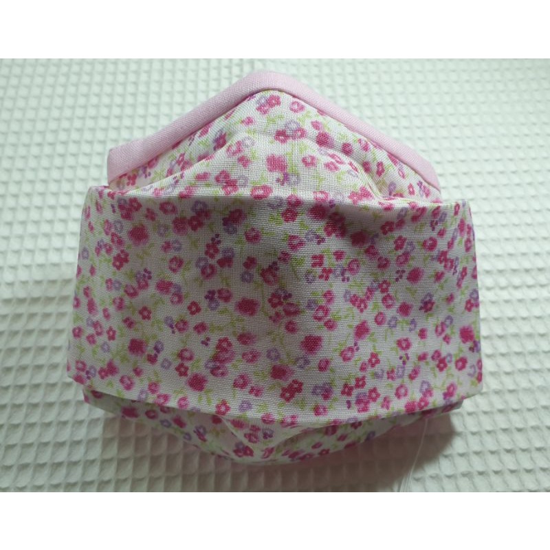 布口罩－粉色小花（舟型款）