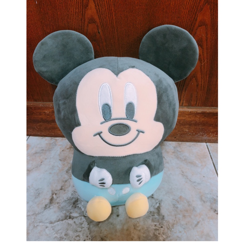 全新大型35公分正版迪士尼 米奇 Disney Mickey 復古色 麻吉材質 q版蛋形 蛋型 圓形 復活節 娃娃 玩偶