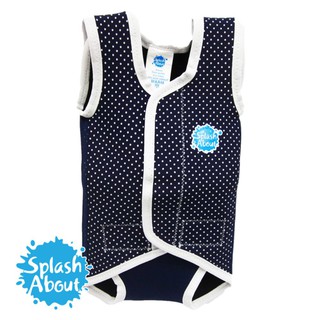 《Splash About 潑寶》BabyWrap 包裹式保暖泳衣-水玉點點/海軍藍