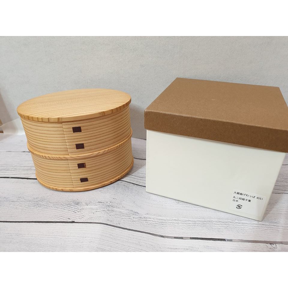@(第65箱) 全新 有兩種尺寸 日本 職人手做 秋田大館工芸社 雙層　曲木 杉木 木製 便當盒 冷便當 常溫便當