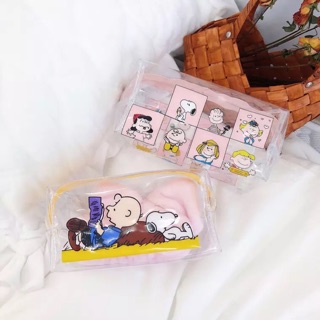 限量現貨🐻熊吉小舖🐻韓國透明防水少女心史努比化妝包旅行收納袋