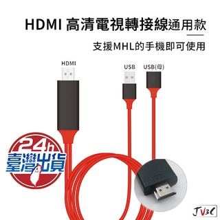 HDMI螢幕傳輸線USB通用款 HDMI手機同屏線 ios Android 手機投屏電視 手機同屏電視MHL 1080p