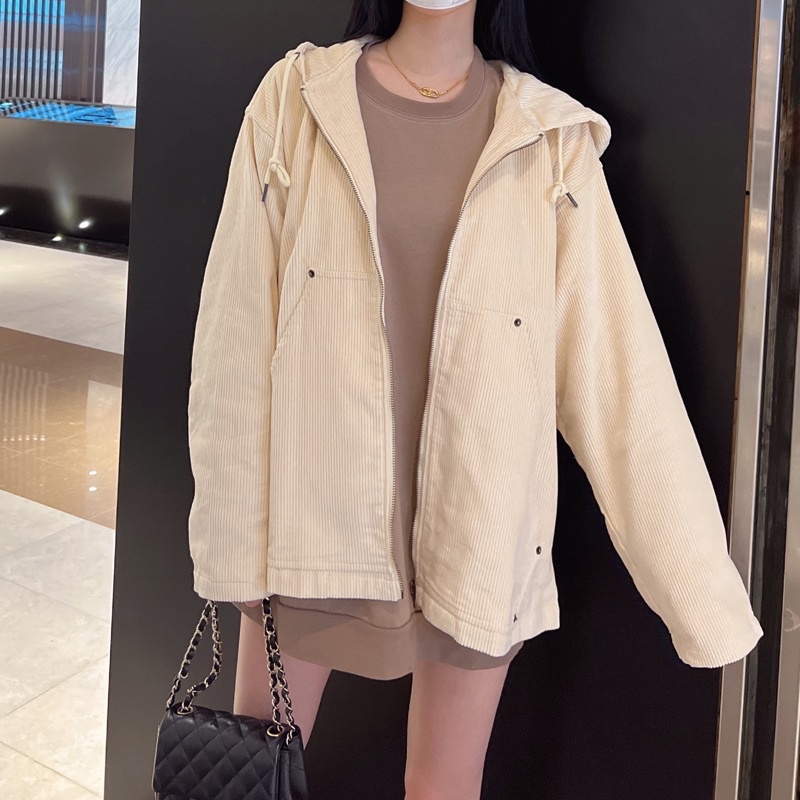【CHING'S實拍】燈芯絨拉鍊連帽外套 M-XL情侶外套 2色 女裝 男裝 衣服 外套
