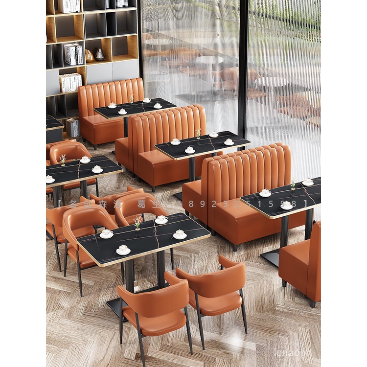 【雨辰家居城】餐廳卡座沙發工業風復古靠墻酒吧奶茶店桌椅組合甜品雙人漢堡快餐