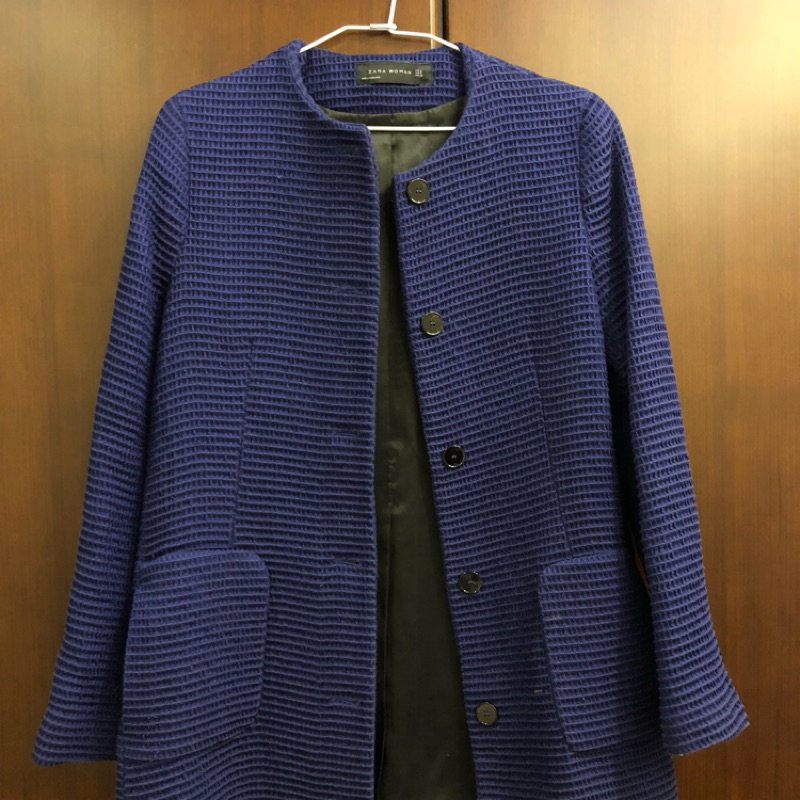 超新！！Zara woman 針織 寶藍色大衣外套 S