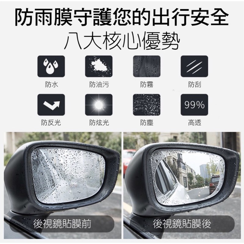 【平價用品】 後照鏡貼 汽車後視鏡防雨膜 反光鏡 防霧納米膜 側窗 倒車鏡 驅水膜 防雨貼 汽車後照鏡防水貼片