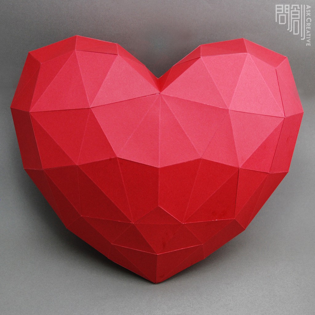 問創設計 DIY手作3D紙模型 禮物 掛飾 節慶系列 - 大愛心壁飾