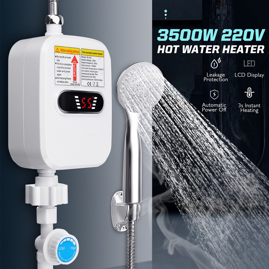 3500w 220V 熱水器即熱式電熱水器水龍頭溫度顯示帶水龍頭淋浴浴室廚房