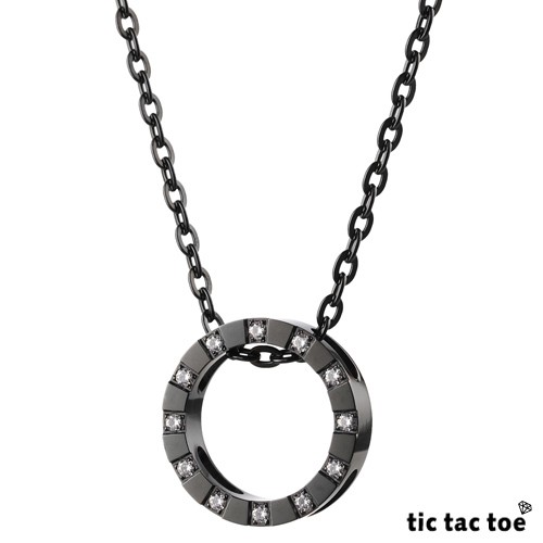 tic tac toe OUTLET精選 時光鋯石鍍黑 白鋼男項鍊 現貨