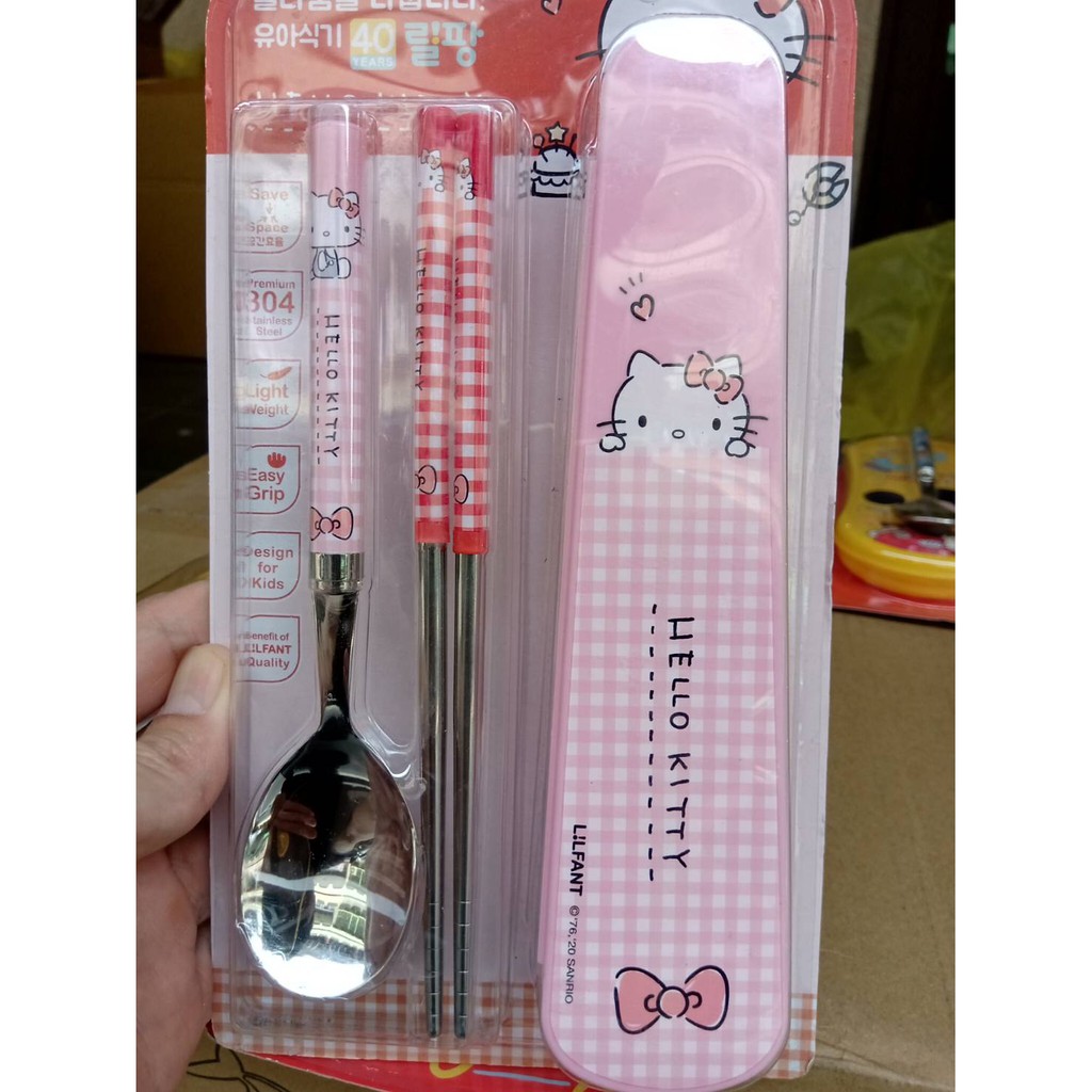 【YJ小舖】韓國 304不銹鋼  Hello KITTY 湯匙 筷子 收納盒