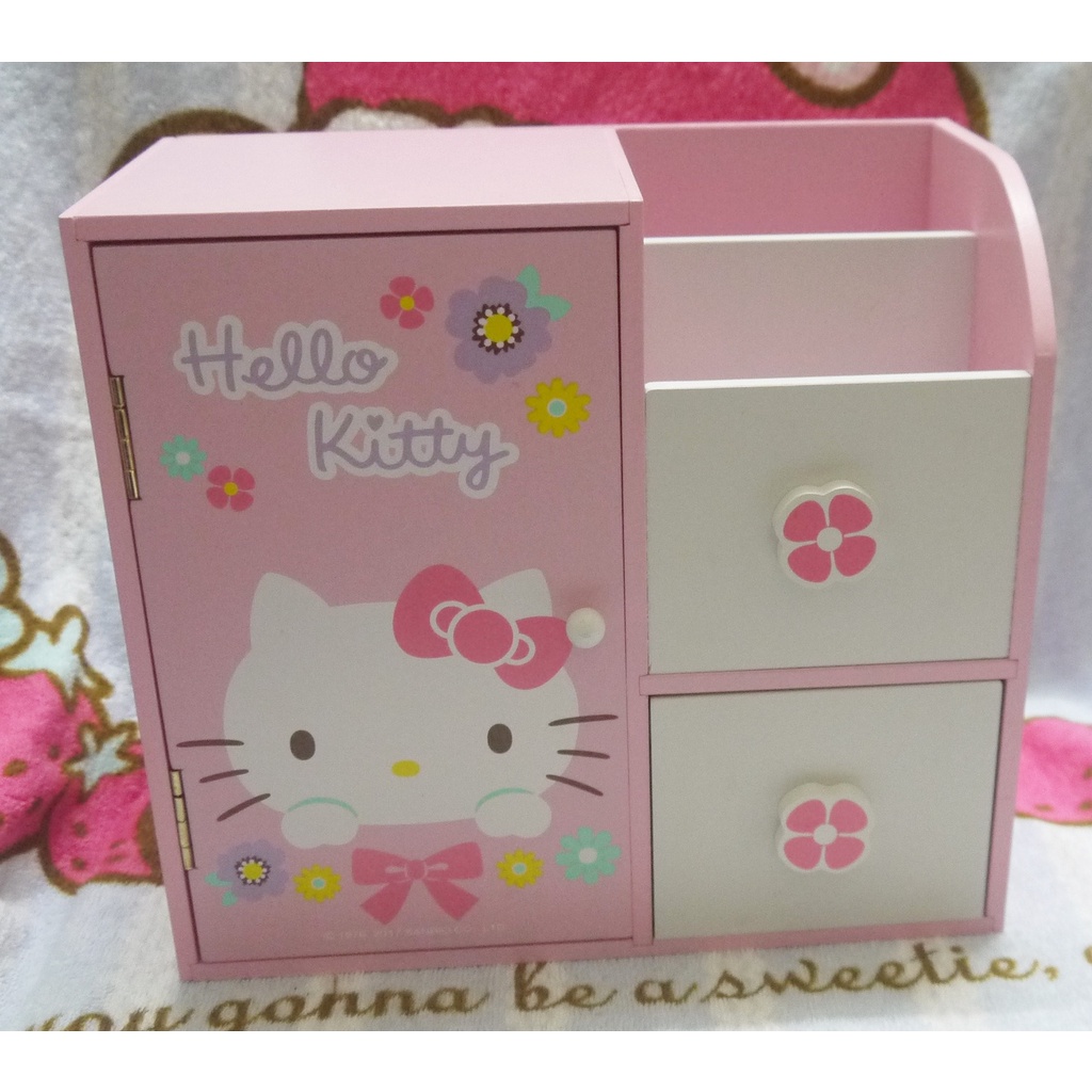 正版﹝Sanrio﹞ 授權※Hello Kitty凱蒂貓※【面紙盒+單抽造型】多功能木質收納盒