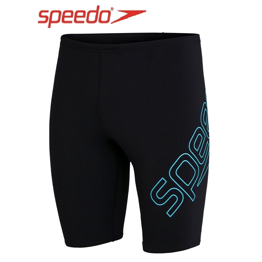 ~有氧小舖~2021 SPEEDO 運動及膝四角泳褲 Boom Logo Placement 黑X藍