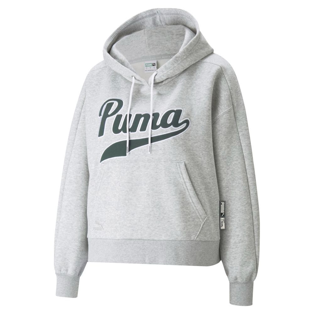 PUMA Team 女裝 長袖 帽T 休閒 刷毛 蔡依林 棉質 歐規 灰【運動世界】53433404