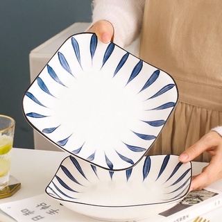日式陶瓷盤子 方盤 菜盤子 早餐盤 湯盤 飯盤 餐具 早餐盤子 日式盤子 碟子 沙律盤【川島小屋】
