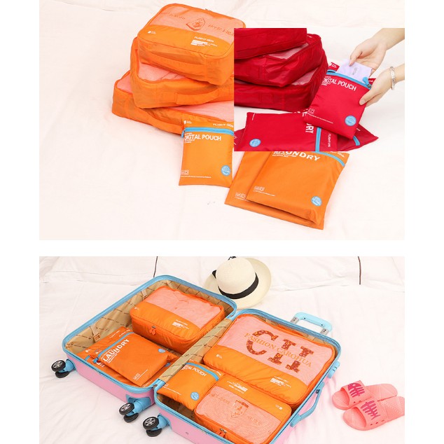 『WS』【倉庫搬遷出清特賣】韓式旅行六件組 包中包 行李箱壓縮袋旅行箱 旅行收納袋 收納袋 束口袋行李箱整理袋 盥洗包