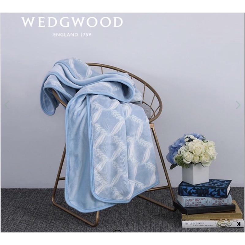 WEDGWOOD 桂冠之舞超細纖維印花旅行毯 (藍) 全新 百貨公司商品