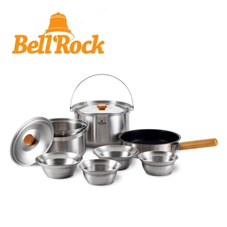 韓國Bell'Rock S9 複合金不鏽鋼戶外炊具10件組 20cm (附收納袋) 經典2-3人露營套鍋 手把可拆平底鍋