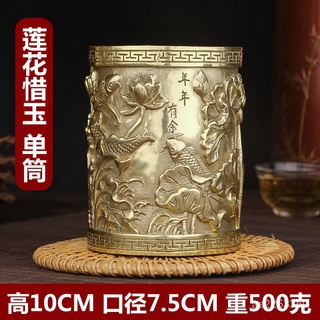 臺灣熱賣純銅六君子茶道銅茶夾茶刀筆筒茶臺套裝創意收納筒銅擺件茶具配件 8HGU