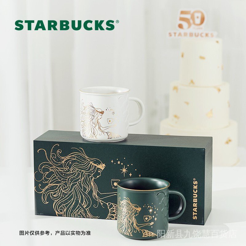 【現貨秒發】 星巴克（Starbucks）50週年限量女神款馬克杯對杯355ml 學生送禮水杯咖啡茶杯情侶杯子 ZF8L