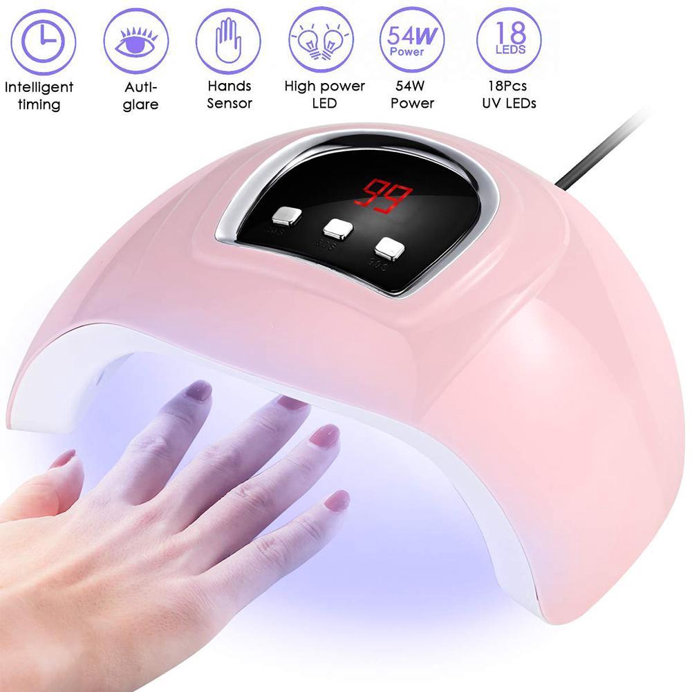54w Uv指甲燈燈18led乾燥機機器啟動修指甲用品套裝指甲設計工具 蝦皮購物