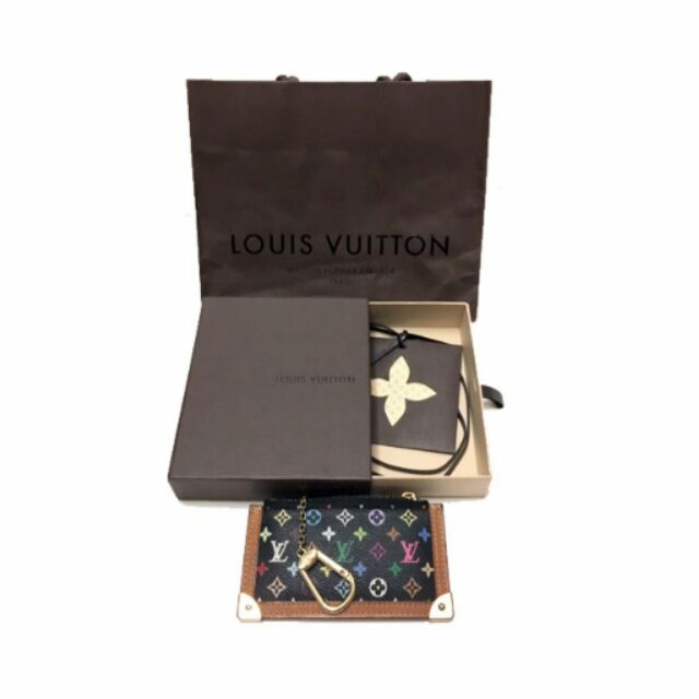 客已訂 正品 Louis Vuitton LV 村上隆 黑彩 拉鍊 鑰匙 零錢包
