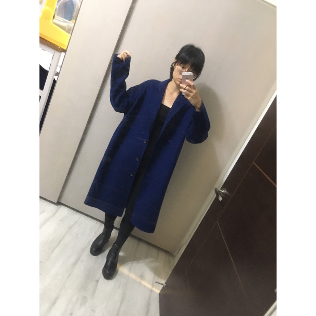 &lt;二手&gt;冬裝寬版藍色羊毛大衣(韓版)