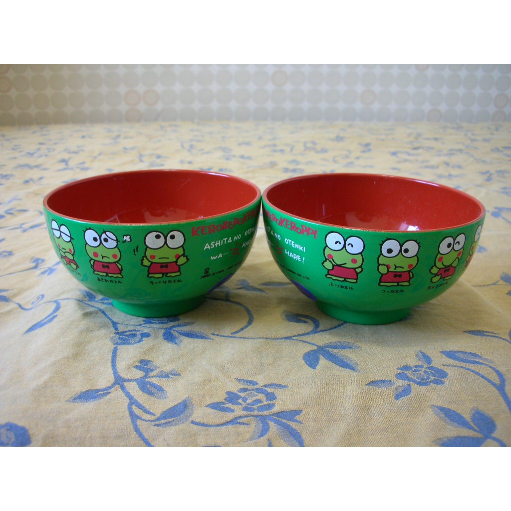 Sanrio早期日本製Keroppi大眼蛙絕版品~味增茶碗(賣一個)