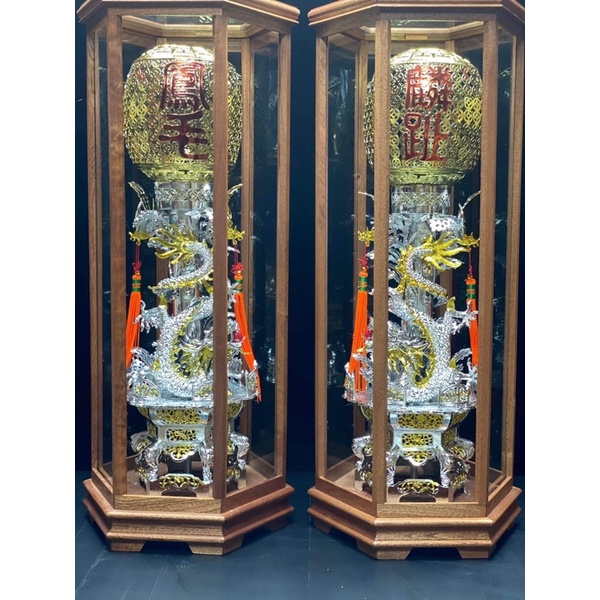 【和美佛具】（請勿下單先與買家聯繫）紅木實木燈框、尺六.兩尺二龍柱錫燈-材質鉛錫合金