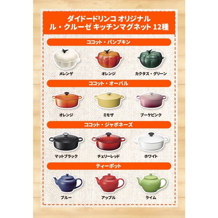 『現貨免運』日本 正版 LE CREUSET 磁鐵 迷你 鑄鐵鍋 食玩 愛心 南瓜鍋 星星 花朵 冰箱貼 立體磁鐵 #5