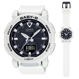 【CASIO 卡西歐】BABY-G 戶外時尚大圓形雙顯錶-白色黑面(BGA-310-7A2)