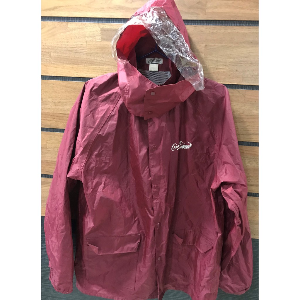 二手 鱷魚牌 兩件式雨衣 棗紅色 2XL 牛津布雨衣 機車雨衣 雨衣 雨褲 雨具 加厚 防風防水